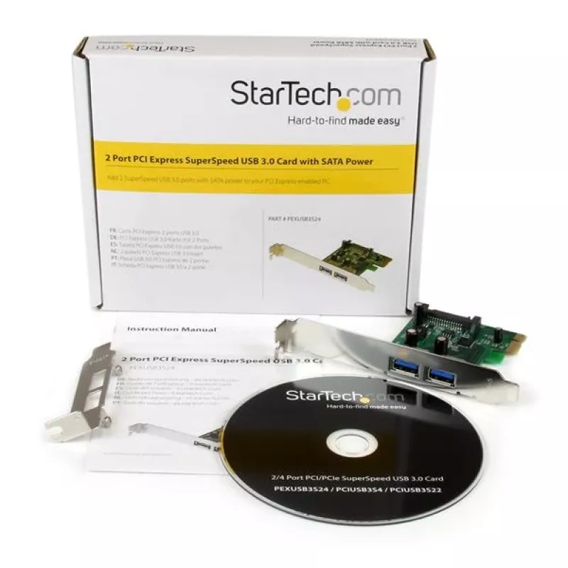 StarTech.com 2 portu PCI Express (PCIe) SuperSpeed USB 3.0 kartes adapteris ar UASP - SATA barošana