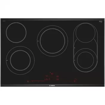 Bosch Serie 8 PKM875DP1D plīts virsma Melna, Nerūsējošais tērauds Iebūvējama Keramiskā plīts virsma 5 zonu(-as)