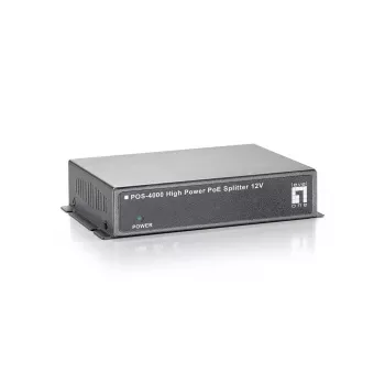 LevelOne Fast Ethernet augstas jaudas PoE sadalītājs, 12V līdzstrāvas izeja