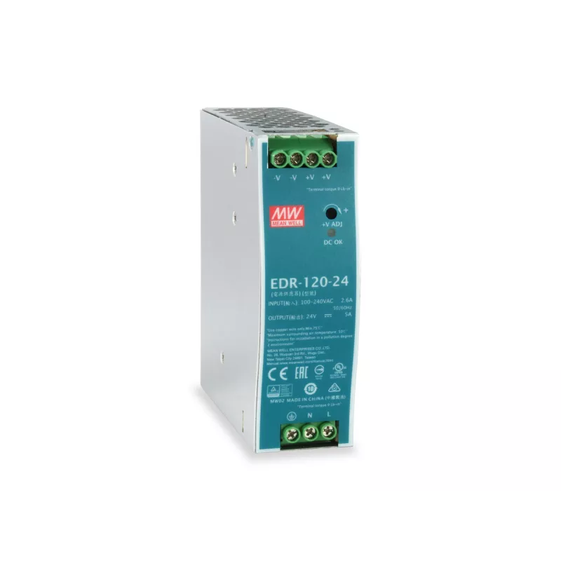 LevelOne 24V līdzstrāvas rūpnieciskais barošanas bloks, 120 W, DIN-sliedes montāža