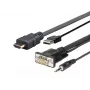 Vivolink PROHDMIMVGA1 video kabeļa adapteris 1 m HDMI+VGA+USB+3,5 mm HDMI+VGA (D-Sub) +USB+3,5 mm Melns