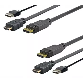 Vivolink PROHDMIUSBDP5 video kabeļa adapteris 5 m DisplayPort HDMI + USB melns