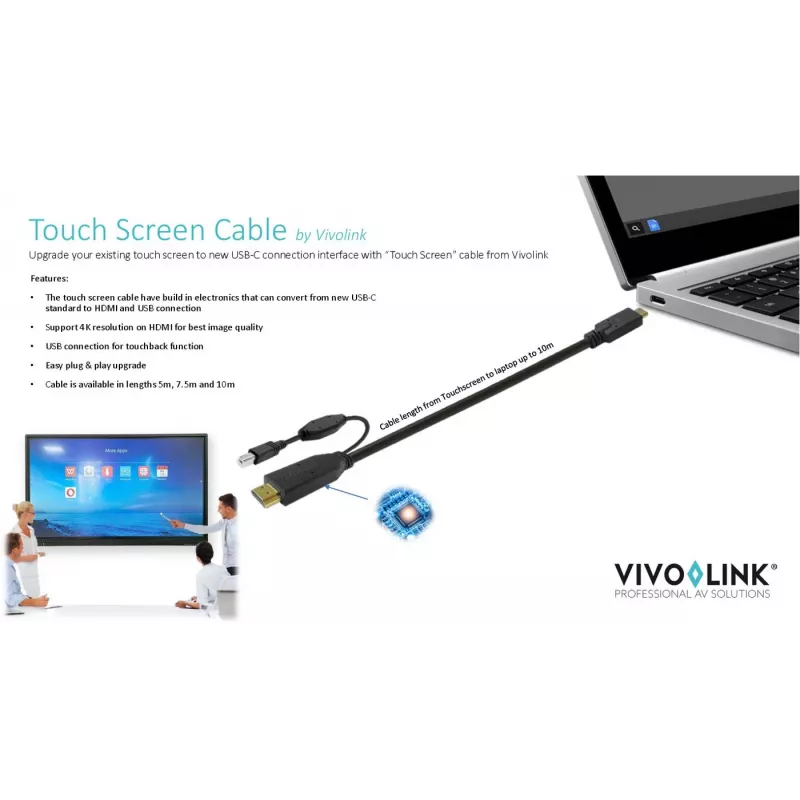 Vivolink PROUSBCHDMIUSBB7.5 USB kabelis USB 3.2 Gen 1 (3.1 Gen 1) 7,5 m USB C Melns