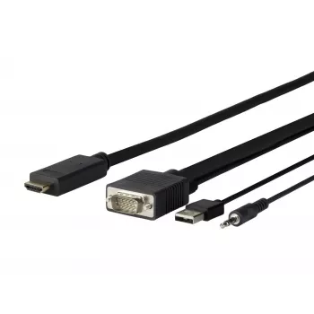 Vivolink PROVGAHDMI5 video kabeļa adapteris 5 m HDMI uz VGA (D-Sub) + 3,5 mm + USB Type-A melns