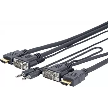 Vivolink PROVGAHDMIFLY3 video kabeļa adapteris 3 m VGA (D-Sub) + 3.5mm HDMI Type A (Standard) Melns