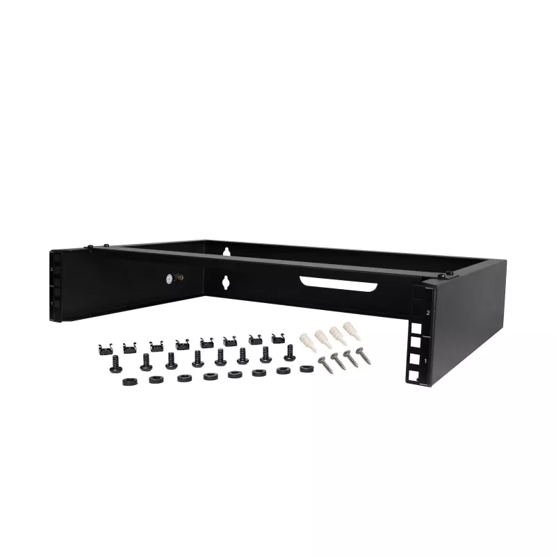StarTech.com 2U sienas montāžas tīkla statīvs - 14 collu dziļš (zema profila) - 19 collu plāksteru paneļu kronšteins seklam serverim, IT aprīkojumam, tīkla komutatoriem - 77 mārciņas/35 kg svara ietilpība, melns