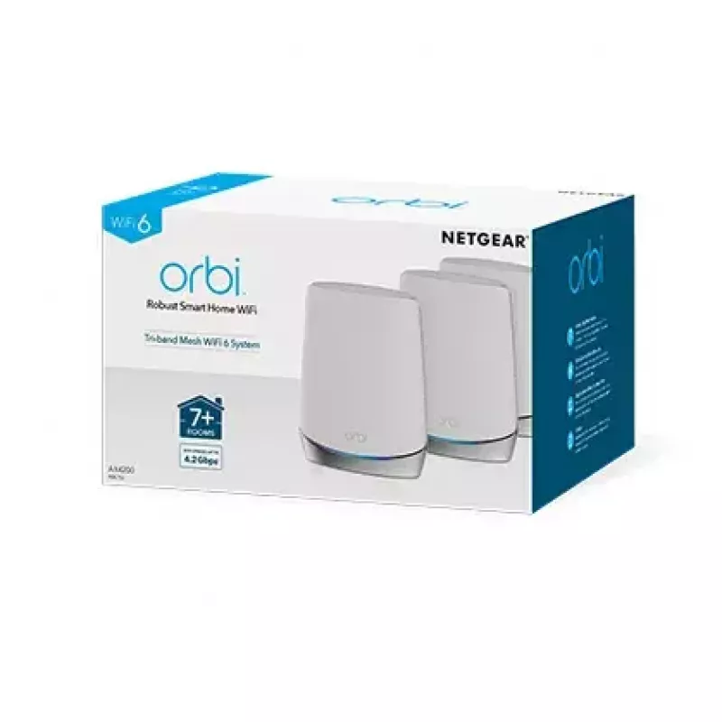 NETGEAR Orbi RBK753 AX4200 WiFi 6 Mesh sistēma Tri-band (2,4 GHz / 5 GHz / 5 GHz) Wi-Fi 6 (802.11ax) Balta 7 Iekšējā