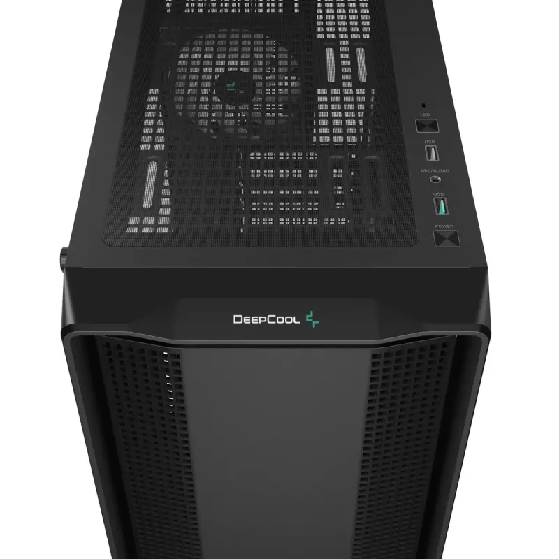 Datora korpuss DeepCool CC560 V2 Midi Tornis Melns — ATX/microATX, Rūdītais stikls, RGB priekšpuse, 360mm priekšējais radiators, 370mm GPU