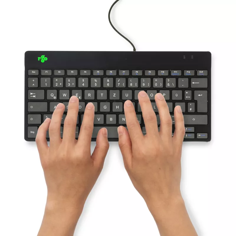 R-Go Tools Ergonomiskā tastatūra R-Go Compact Break, kompakta tastatūra ar pārtraukuma programmatūru, QWERTZ (DE), vadu, melna