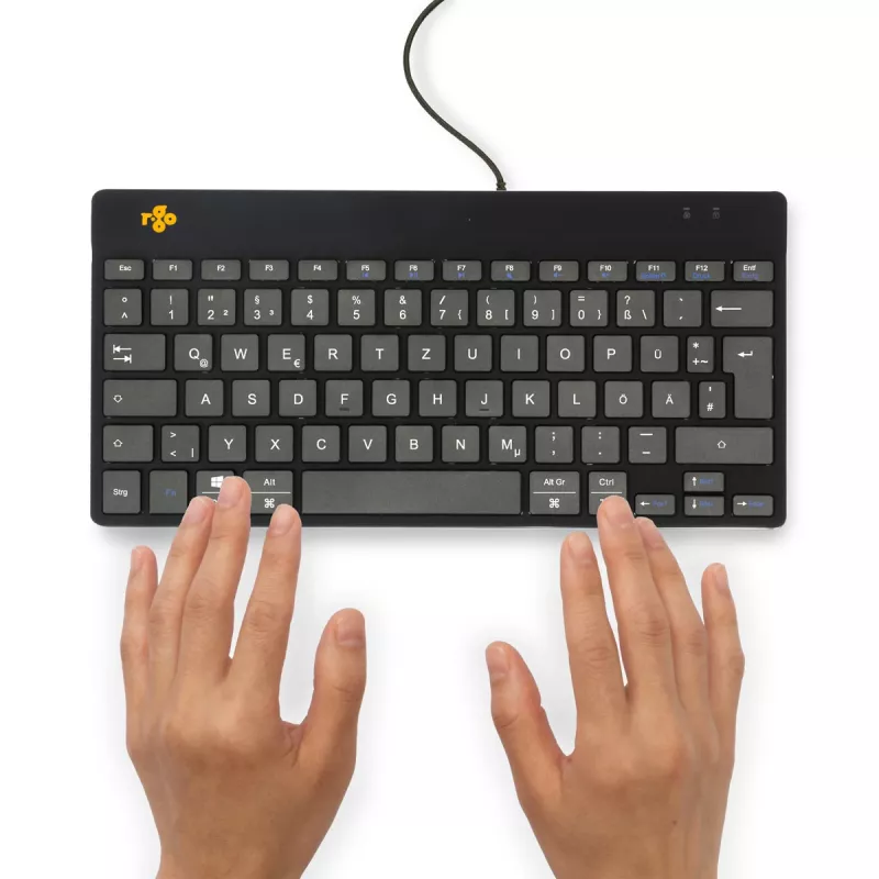R-Go Tools Ergonomiskā tastatūra R-Go Compact Break, kompakta tastatūra ar pārtraukuma programmatūru, QWERTZ (DE), vadu, melna