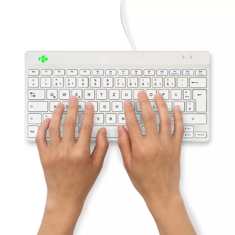 R-Go Tools ergonomiskā tastatūra R-Go Compact Break, kompakta tastatūra ar pārtraukuma programmatūru, QWERTZ (DE), vadu, balta