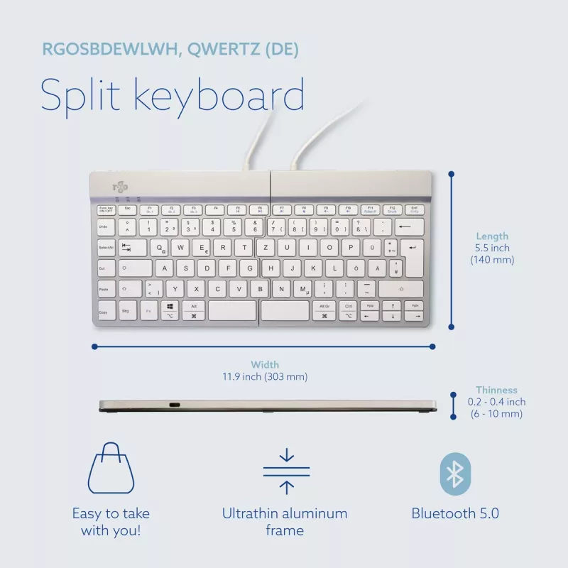 R-Go Tools Ergonomic tastatūra R-Go Split Break with break RGOSBDEWLWH