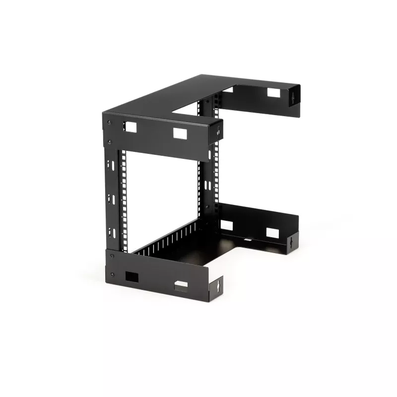 StarTech.com 8U 19 collu sienas montāžas tīkla plaukts - 12 collu dziļumā 2 statņu atvērta rāmja serveru telpas plaukts datu/AV/IT/datoru aprīkojumam/plāksteru panelim ar būra uzgriežņiem un skrūvēm 135 lb ietilpība, melns (RK812WALLO)
