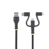 StarTech.com 3,3 pēdu (1 m) izturīgs USB vairāku uzlādes kabelis, USB uz Lightning/Micro-USB/Type-C, Apple MFi sertificēts, aramīda apvalks, universāls 3-in-1 USB lādētāja vads iPhone/iPad/Android ierīcēm