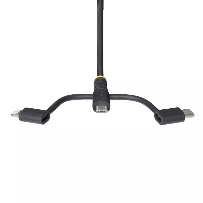 StarTech.com 3,3 pēdu (1 m) izturīgs USB vairāku uzlādes kabelis, USB uz Lightning/Micro-USB/Type-C, Apple MFi sertificēts, aramīda apvalks, universāls 3-in-1 USB lādētāja vads iPhone/iPad/Android ierīcēm