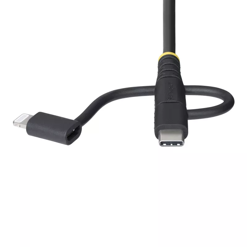 StarTech.com 3,3 pēdu (1 m) izturīgs USB vairāku uzlādes kabelis, USB uz Lightning/Micro-USB/Type-C, Apple MFi sertificēts, aramīda apvalks, universāls 3-in-1 USB lādētāja vads iPhone/iPad/Android ierīcēm