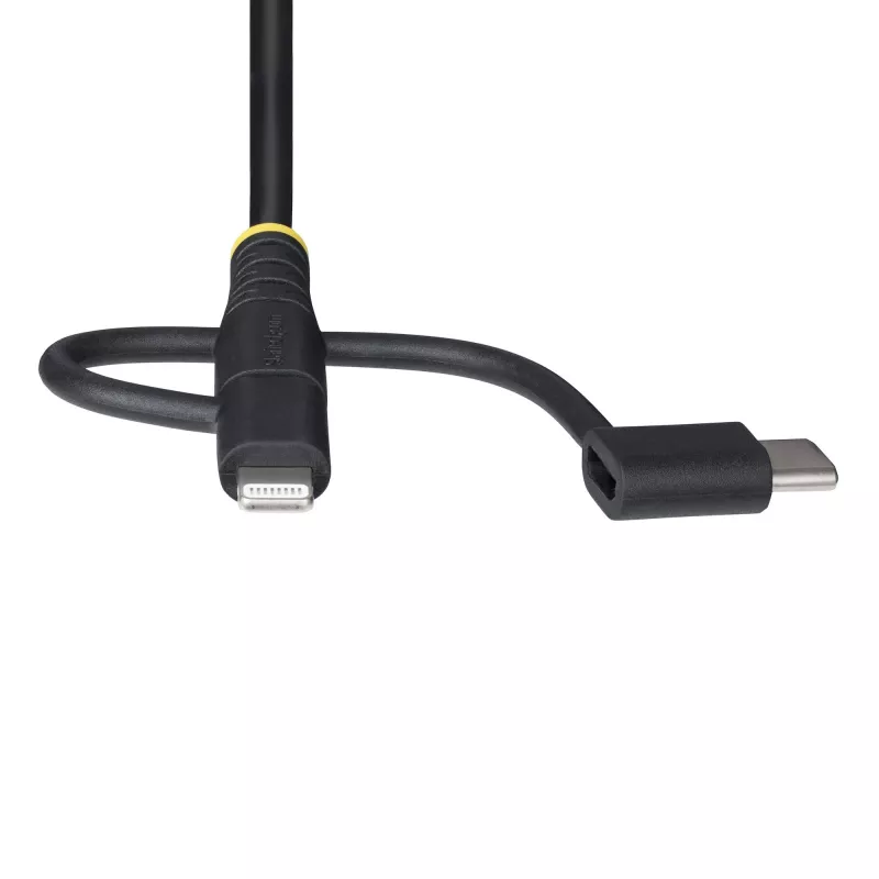 StarTech.com 3,3 pēdu (1 m) izturīgs USB vairāku uzlādes kabelis, USB uz Lightning/Micro-USB/Type-C, Apple MFi sertificēts, aramīda apvalks, universāls 3-in-1 USB lādētāja vads iPhone/iPad/Android ierīcēm