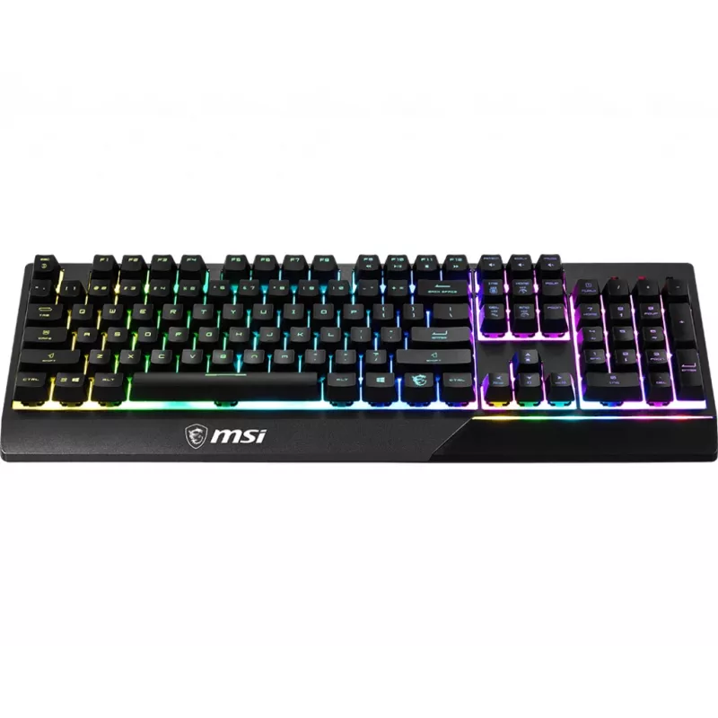 MSI VIGOR GK30 RGB MEMehaniskā spēļu tastatūra, DE izkārtojums, meh. membrānas slēdži, 6 zonu RGB apgaismojums, RGB Mystic Light, ūdens atgrūdošas tastatūras dizains