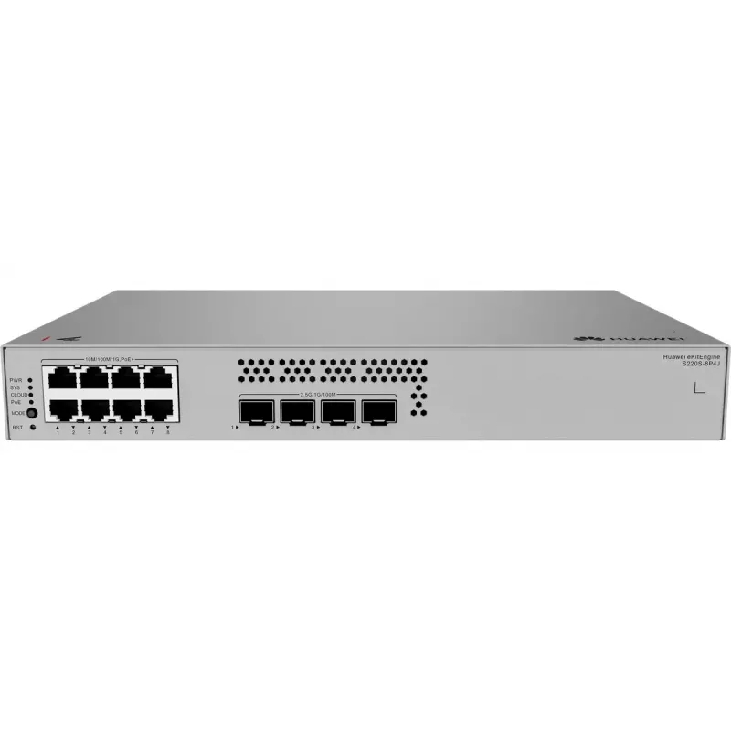 Pārvaldīts slēdzis HUAWEI S220S-8P4J L2 Gigabit Ethernet 8 porti PoE 1U