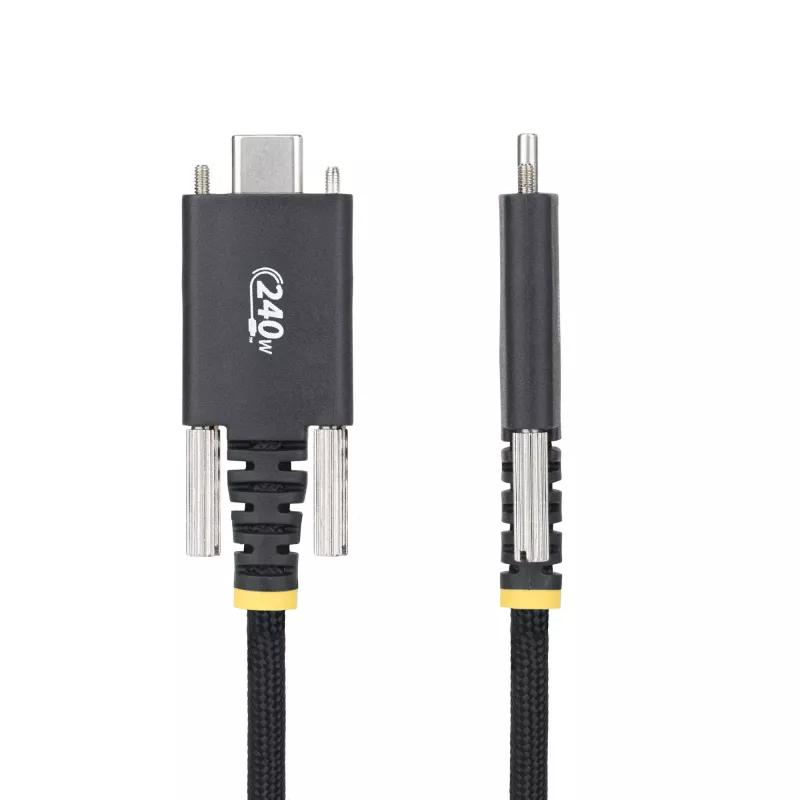 StarTech.com 2 m USB-C uzlādes kabelis, sānu skrūvējams fiksators, 240 W (5 A) PD EPR, divslāņu silikona/pīts apvalks, USB 2.0 klēpjdatora lādētāja kabelis, USB-IF sertificēts, izturīgs USB-C uzlādes vads