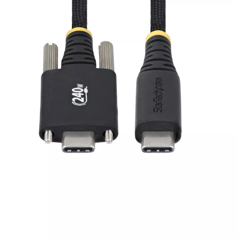 StarTech.com 2 m USB-C uzlādes kabelis, sānu skrūvējams fiksators, 240 W (5 A) PD EPR, divslāņu silikona/pīts apvalks, USB 2.0 klēpjdatora lādētāja kabelis, USB-IF sertificēts, izturīgs USB-C uzlādes vads
