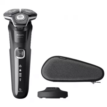 Elektriskais rotācijas skuveklis Philips Series 5000 S5898/35 — 3 galviņas, mitrai un sausai skūšanai, SteelPrecision asmeņi, 60 min bezvada darbība