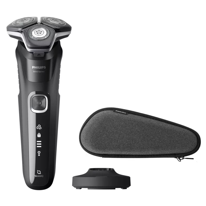 Elektriskais rotācijas skuveklis Philips Series 5000 S5898/35 — 3 galviņas, mitrai un sausai skūšanai, SteelPrecision asmeņi, 60 min bezvada darbība