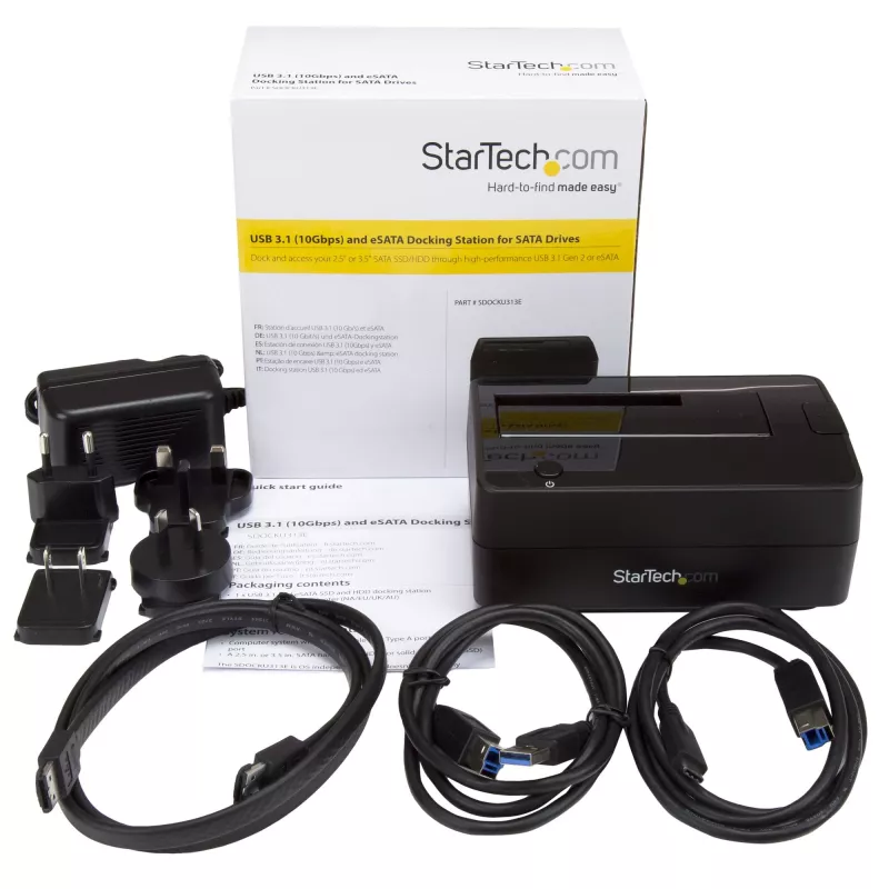 StarTech.com Single Bay USB 3.1 / eSATA to SATA cietā diska dokstacija, USB 3.1 (10 Gbps) cietā diska doks, ārējā 2,5/3,5 collu SATA III HDD/SSD dokstacija, augšējās ielādes cietā diska nodalījums