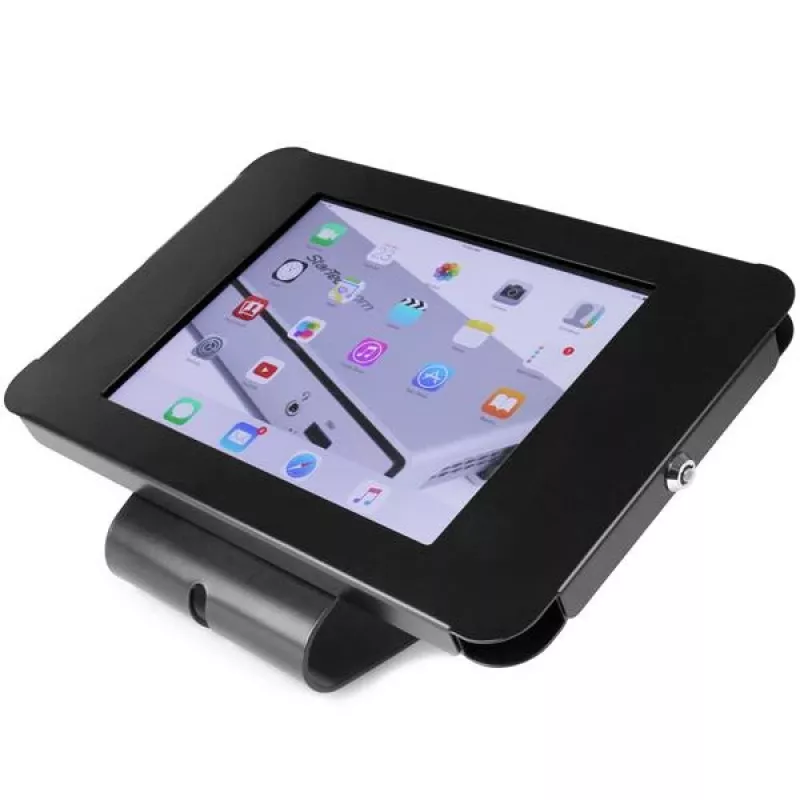StarTech.com Drošs planšetdatora statīvs – piemērots novietošanai uz galda vai stiprināšanai pie sienas, melns, 24,6 cm (9,7 collas), 9,7 collu iPad, tērauds, 1,3 cm, atslēga