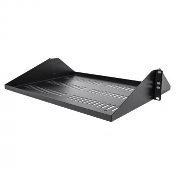 StarTech.com 2U servera statīva plaukts, centrāli stiprināms universāls ventilējams piekaramais paliktnis 19 collu tīkla iekārtu statīvam, lieljaudas tērauds, 91 kg ietilpība, 14 collu dziļums, melns
