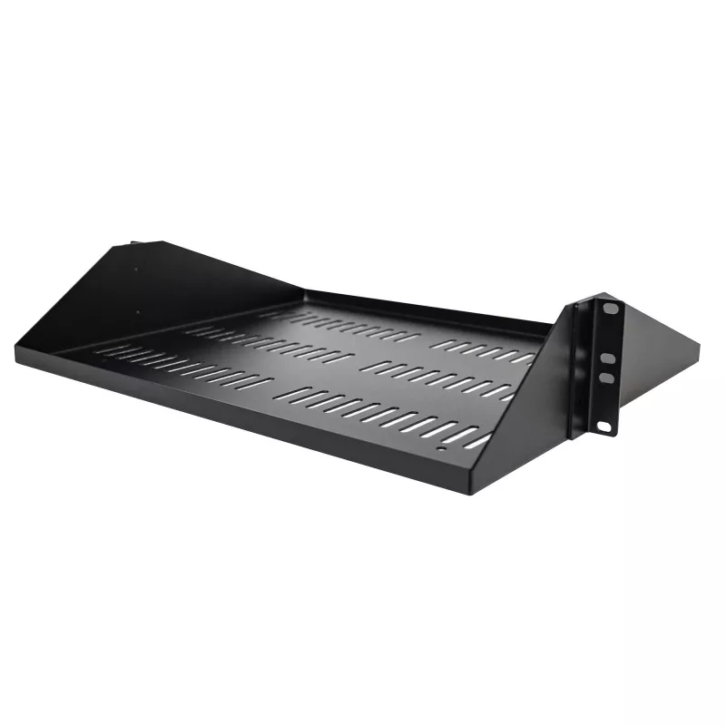 StarTech.com 2U servera statīva plaukts, centrāli stiprināms universāls ventilējams piekaramais paliktnis 19 collu tīkla iekārtu statīvam, lieljaudas tērauds, 91 kg ietilpība, 14 collu dziļums, melns