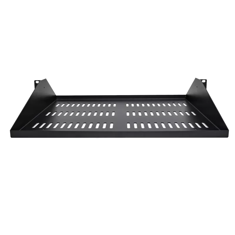 StarTech.com 2U servera statīva plaukts, centrāli stiprināms universāls ventilējams piekaramais paliktnis 19 collu tīkla iekārtu statīvam, lieljaudas tērauds, 91 kg ietilpība, 14 collu dziļums, melns
