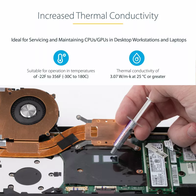 StarTech.com termopasta, metāla oksīda savienojums, atkārtoti noslēdzama šļirce (1,5 g), CPU siltuma izkliedes termiskā smērviela