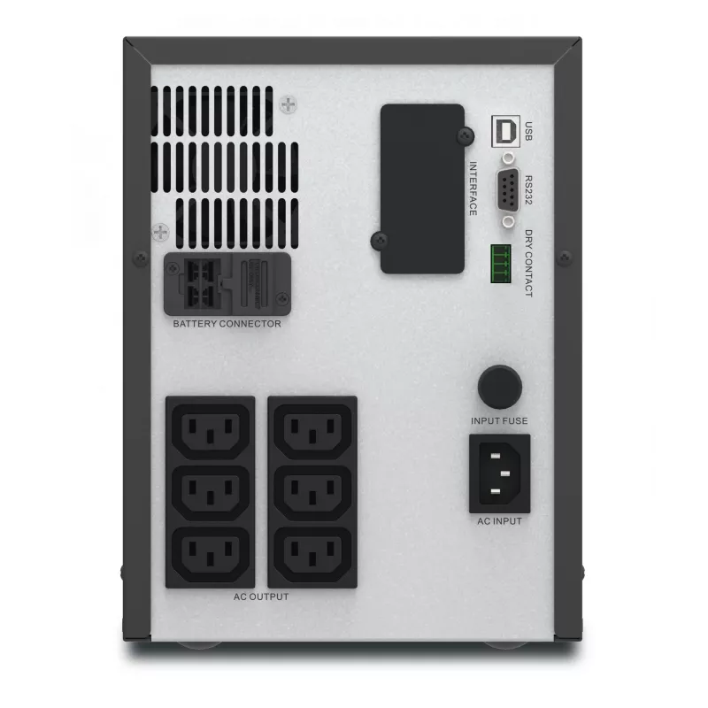 APC Easy UPS 1 Ph Line Interactive, 2000VA, tornis, 230V, 6 IEC C13 ligzdas, AVR, sausais kontakts, LCD, bez tīkla kartes atbalsta