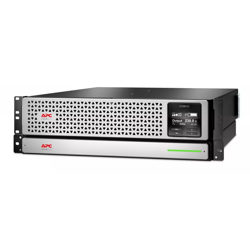 APC Smart-UPS On-Line, 1500VA, plauktā montējams 3U, 230V, 8x C13 IEC ligzdas, SmartSlot, pagarināta darbība, ar sliežu komplektu, ar litija jonu ārējo akumulatoru