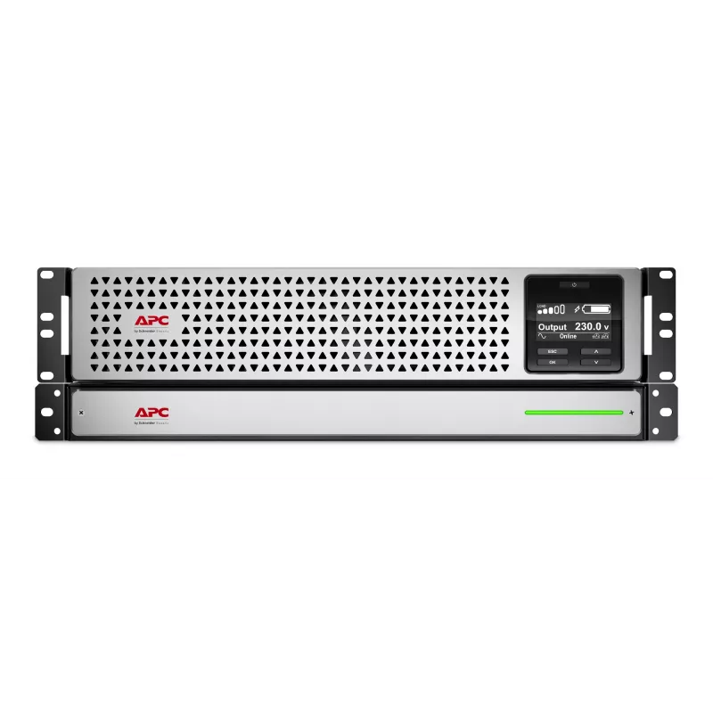 APC Smart-UPS On-Line, 1500VA, plauktā montējams 3U, 230V, 8x C13 IEC ligzdas, SmartSlot, pagarināta darbība, ar sliežu komplektu, ar litija jonu ārējo akumulatoru