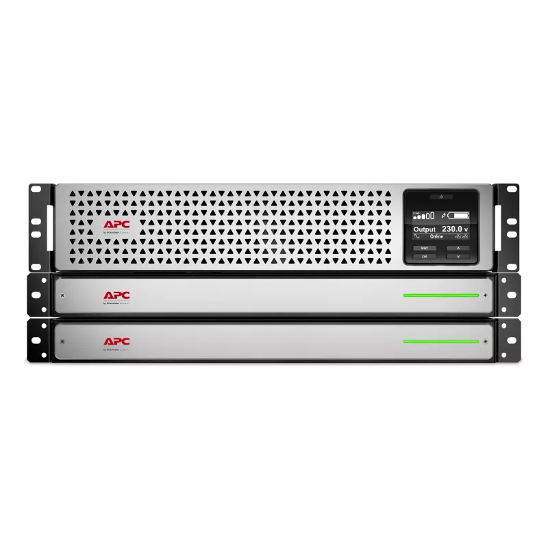 APC Smart-UPS On-Line, 1500VA, plauktā montējams 3U, 230V, 8x C13 IEC ligzdas, SmartSlot, pagarināta darbība, ar sliežu komplektu, ar litija jonu ārējo akumulatoru