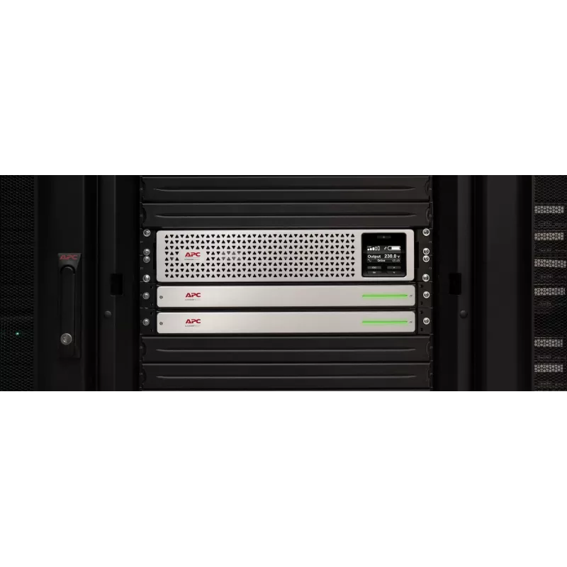 APC Smart-UPS On-Line, 1500VA, plauktā montējams 3U, 230V, 8x C13 IEC ligzdas, SmartSlot, pagarināta darbība, ar sliežu komplektu, ar litija jonu ārējo akumulatoru