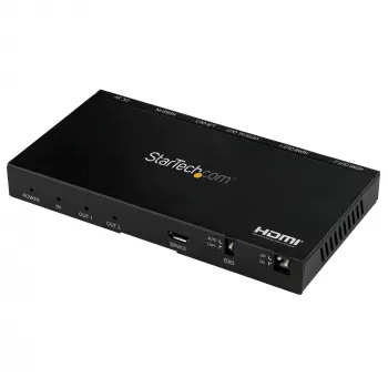 StarTech.com 2 portu HDMI sadalītājs (1x2) - 4K 60Hz UHD HDMI 2.0 audio video sadalītājs ar mērogošanas funkciju un audio ekstraktoru (3,5 mm/SPDIF) - dubultais HDMI sadalītājs (1 ieeja 2 izejas) - EDID kopēšana - televizoram/projektoram