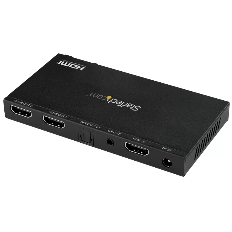 StarTech.com 2 portu HDMI sadalītājs (1x2) - 4K 60Hz UHD HDMI 2.0 audio video sadalītājs ar mērogošanas funkciju un audio ekstraktoru (3,5 mm/SPDIF) - dubultais HDMI sadalītājs (1 ieeja 2 izejas) - EDID kopēšana - televizoram/projektoram