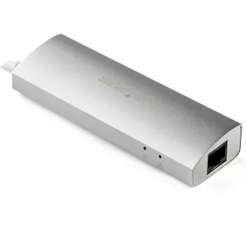 StarTech.com 3 portu pārnēsājams USB 3.0 centrmezgls ar gigabitu Ethernet - iebūvēts kabelis~3 portu pārnēsājams USB 3.0 centrmezgls ar gigabitu Ethernet - 5 Gbps - iebūvēts kabelis
