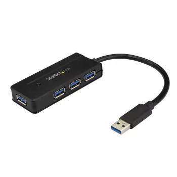 StarTech.com 4 portu USB 3.0 centrmezgls (SuperSpeed 5 Gbps) ar ātro uzlādi – pārnēsājams USB 3.1 Gen 1 Type-A klēpjdatora/galddatora centrmezgls – USB kopnes barošana vai pašbarojošs augstai veiktspējai – mini/kompakts