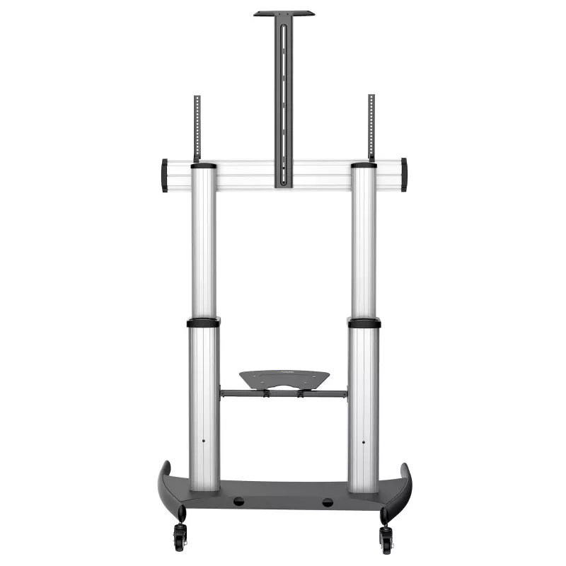 StarTech.com Mobilais TV statīvs - Lieljaudas TV ratiņi 60-100 collu displejam (100kg/220lb) - Augstumā regulējams ritošs plakanekrāna statīvs uz riteņiem - Universāls televizora stiprinājums ar plauktiem