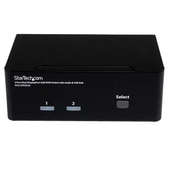 StarTech.com 2 portu dubultais DisplayPort USB KVM slēdzis ar audio un USB 2.0 centrmezglu