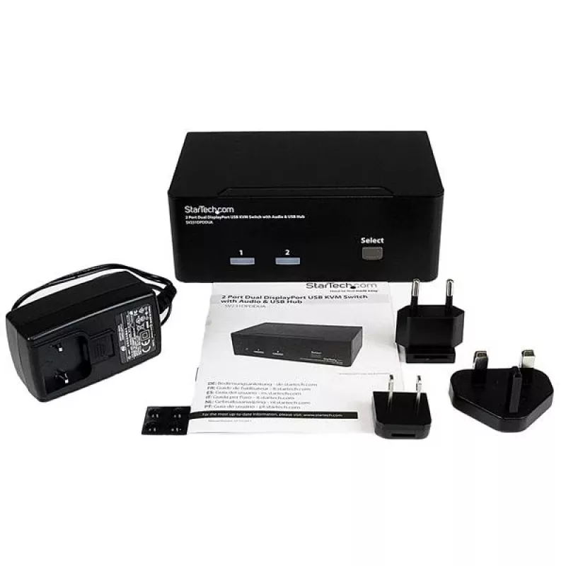 StarTech.com 2 portu dubultais DisplayPort USB KVM slēdzis ar audio un USB 2.0 centrmezglu