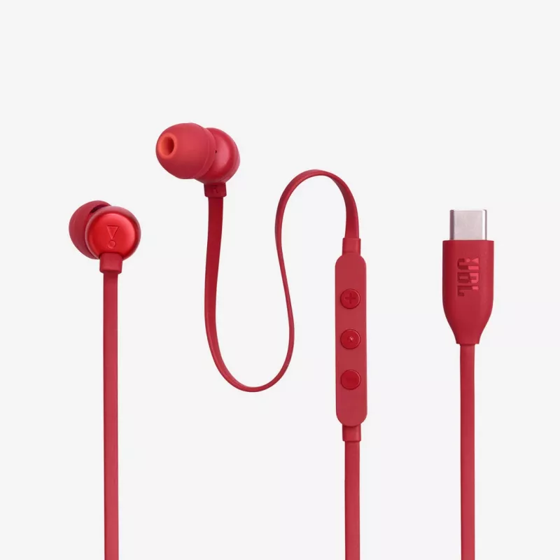 JBL Tune 310C austiņu komplekts ar vadu, ievietojamās, zvani/mūzika, USB Type-C, sarkans