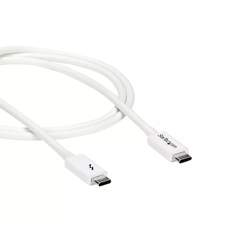 StarTech.com Thunderbolt 3 kabelis – 20 Gbps – 1 m – Balts – Thunderbolt, USB un DisplayPort saderīgs