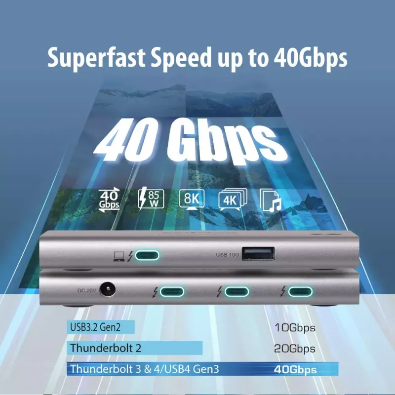 Edimax TD-405BP klēpjdatora dokstacija/portu replikators, vadu, Thunderbolt 4, 60 W
