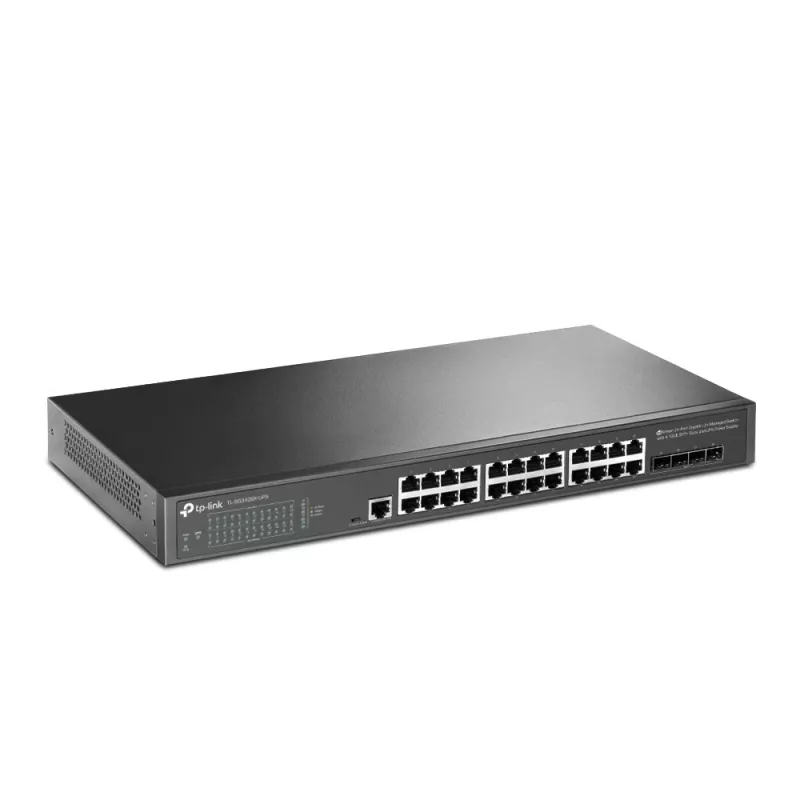 TP-Link JetStream TL-SG3428X-UPS tīkla slēdzis Pārvaldāms L2+/L3 Gigabit Ethernet (10/100/1000) 1U Melns