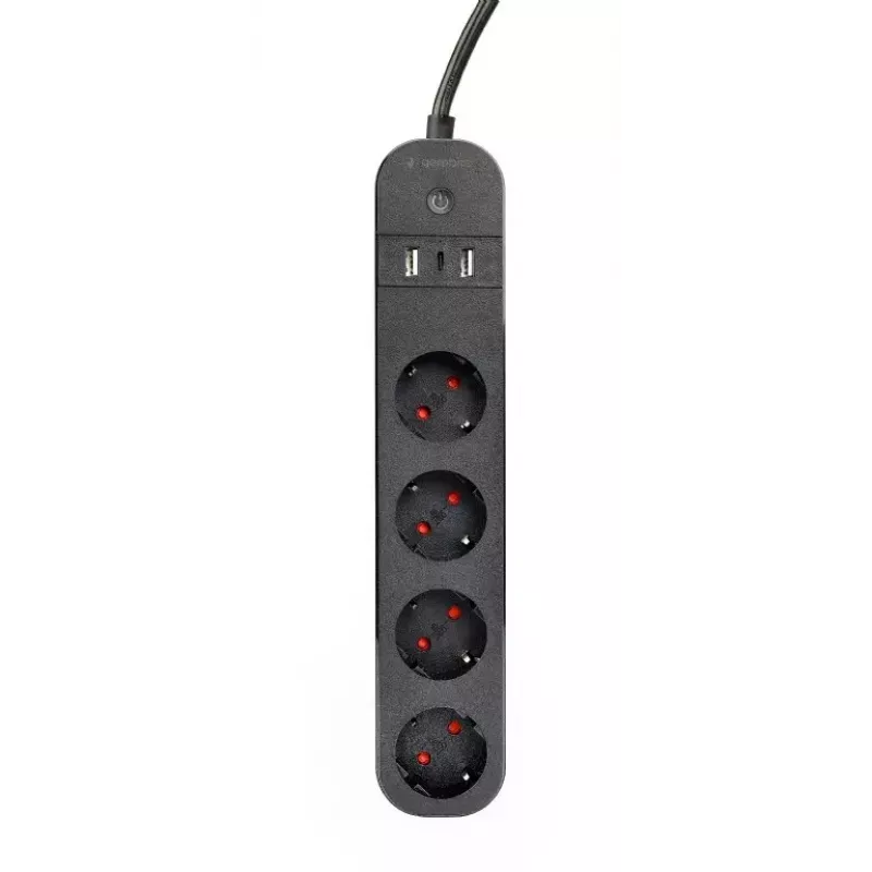 Strāvas sadalītājs Gembird TSL-PS-S4U-01 Smart 4 maiņstrāvas rozetēm